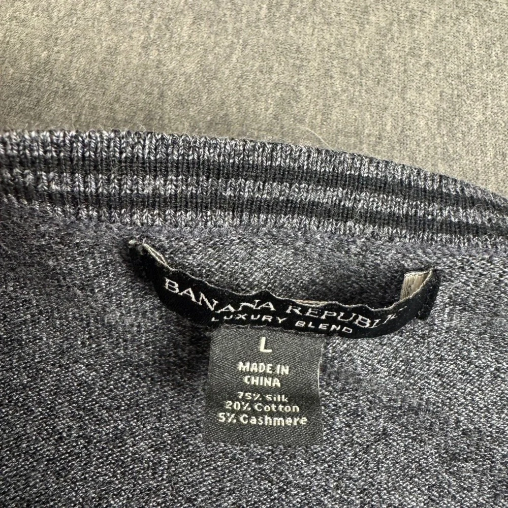 Banana Republic Luxury Blend Silk Cotton Cashmere V-Neck Sweater Mens Large Gray